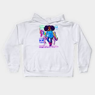 Inspirational motivational affirmation black girl African American woman and unicorn Kids Hoodie